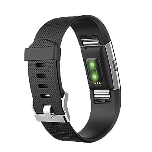 Silicone Adjustable Replacement Bands for Fitbit Charge 2 - Black Large