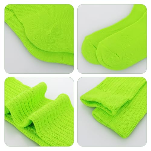 Slouch Socks for Women - 80s Neon Scrunch Socks - Fluorescent Green & Rose Red