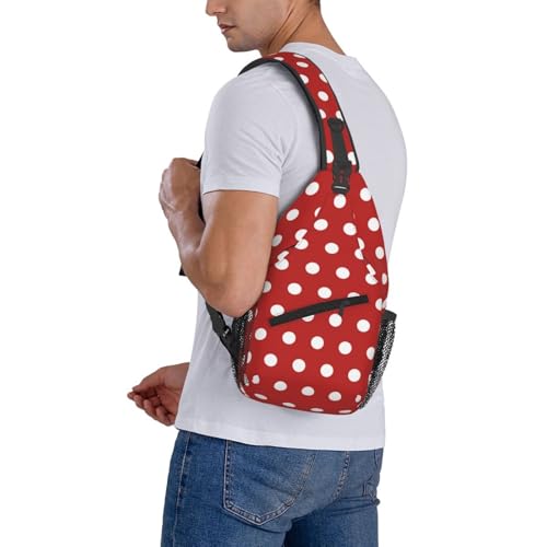 QISENTIS Red White Polka Dot Crossbody Sling Bag for Women & Men