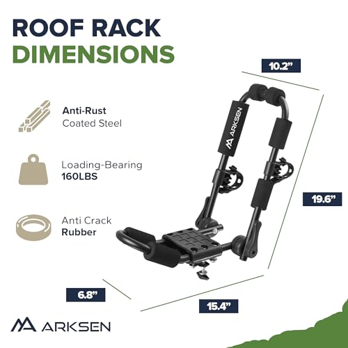 Folding Kayak Roof Rack with Lashing Straps - 160Lbs Capacity