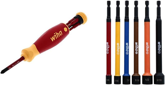 Wiha 6-Piece Insulated SlimLine PocketMax Multi-Driver Set for Safe Electrical Work