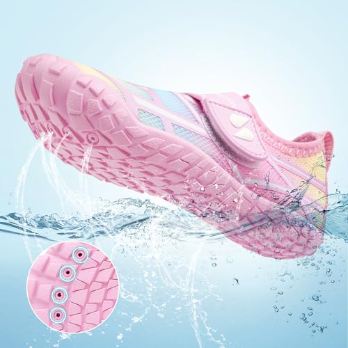 Kids Water Shoes with Wide Toe Box - Quick Dry Non-Slip Aqua Shoes