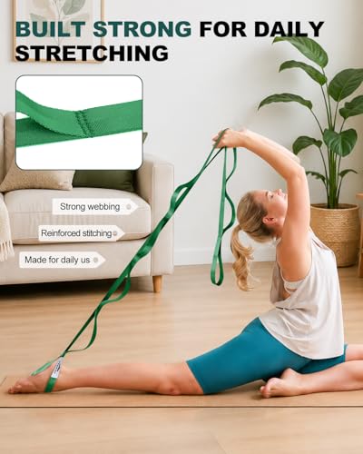 Non-Elastic Stretching Strap for Physical Therapy & Rehab - Hunter Green/75"x1"