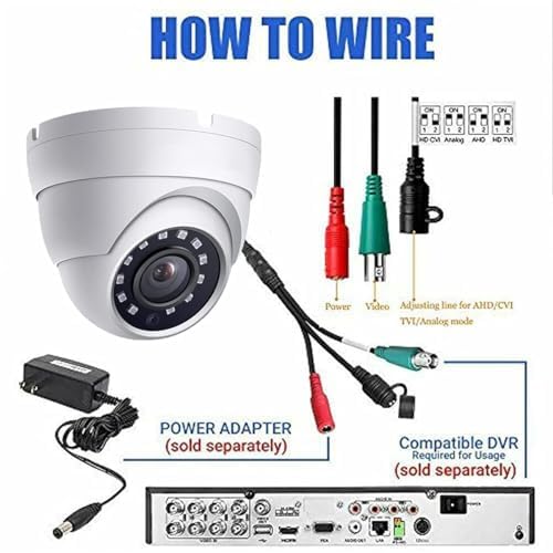 5MP Analog Coax Dome TVI CVI CCTV Surveillance Security Camera, 2.8mm 100¡Æ Wide Viewing Angle, 65ft IR Night Vision, Outdoor, Full Metal Housing, ONLY Compatible with 5MP and 8MP DVR