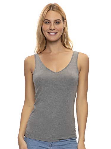 Felina Women's Cotton Modal Reversible Tank Top 4-Pack Small Heather Grey