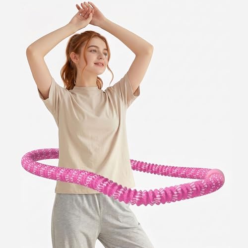 3 lb Soft Weighted Hula Hoop - Foldable Quiet Design, Pink