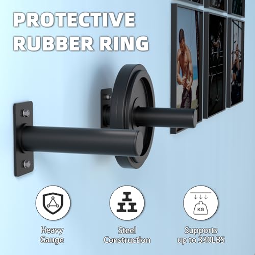 Black Vlaeng Wall Mounted Weight Plate Holder Rack 4 Pcs for 2" Olympic Weights