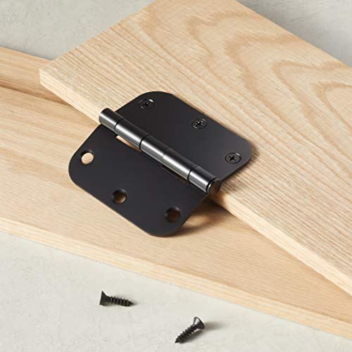 Amazon Basics Matte Black 3.5 x 3.5 Inch Door Hinges, 18-Pack with Screws