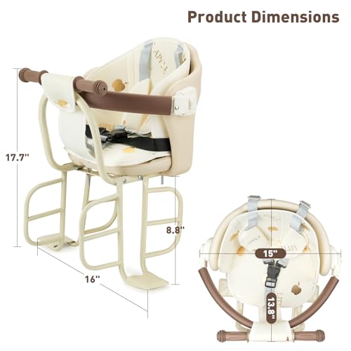 Rear Child Bike Seat - Off White Ring-Back Design for Kids 2-4 Years