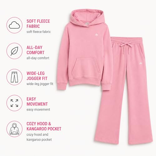 AEROPOSTALE Girls Pink Sweatsuit Set 2 Piece Hoodie & Wide Leg Sweatpants 14-16