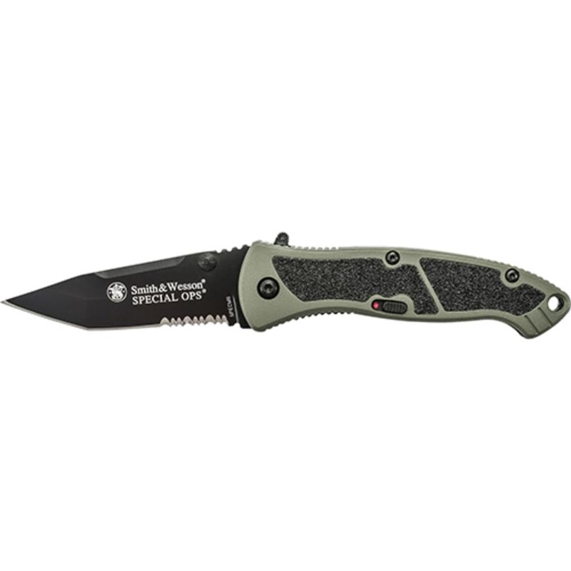 Smith & Wesson Special Ops SPECM 7.4in S.S. Assisted Opening Knife with 3.1in Tanto Blade and Aluminum Handle for Outdoor, Tactical, Survival and EDC