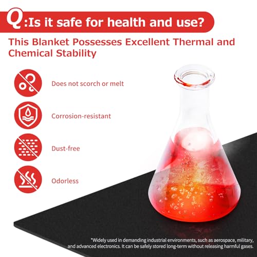 Matace 40x40 Inch Large Fireproof Welding Blanket & Pad, 5mm Thickened Fire Resistant Carbon Felt Cloth, Flame Retardant Fabric, Heat Shield for Grill Cover, Soldering, Firepit, Smoker, Black