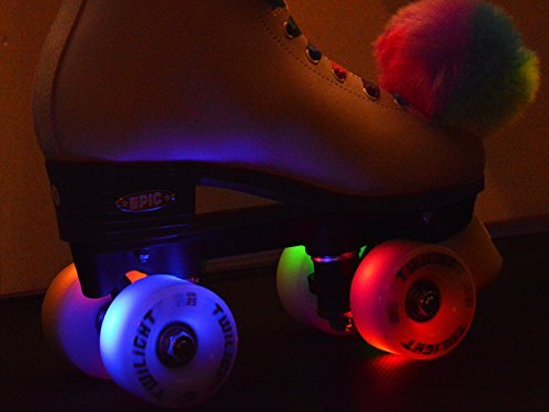 Epic Skates Epic Allure Light-Up Quad Roller Skates, White, Ladies 5