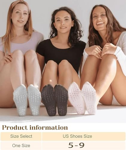 Anti-Slip Pilates Socks for Women - 8 Pairs of Grippy Workout Socks