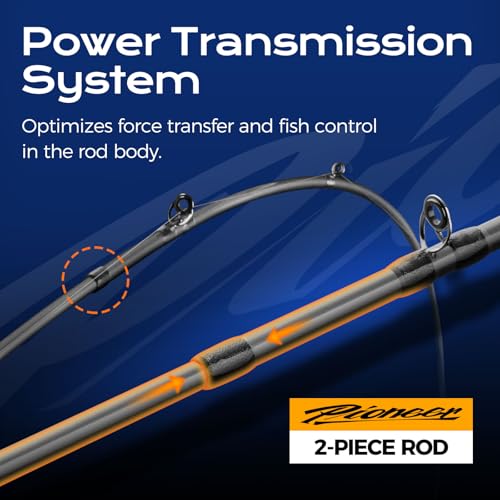 HANDING Pioneer 7' Medium Power Spinning & Baitcaster Fishing Rod 2-Piece