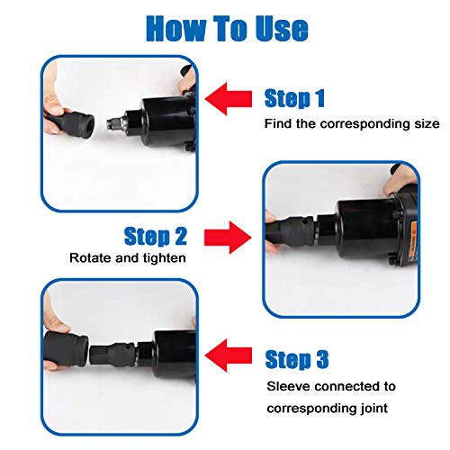 Impact Grade Socket Adapter Extension Set Turns Power Drill Into High Speed Nut Driver,1/4-Inch Hex Shank to Drive for Adapters to Use with Drill Chucks, Sizes 1/4" 3/8" 1/2", Cr-V, 4 Piece