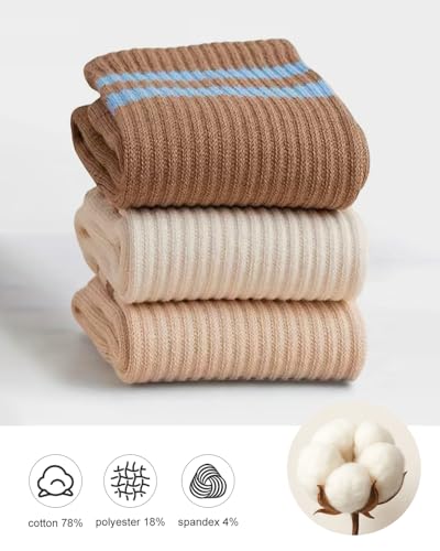 Women's Pilates Grip Crew Socks - Preppy Stripe Mix - 3 Pairs