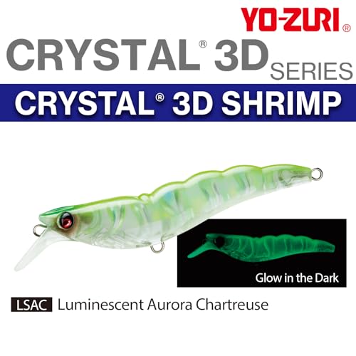 Duel Yo-Zuri Crystal 3D Shrimp Jerkbait with Holographic Tiger Shrimp Variation for Saltwater & Freshwater Fishing