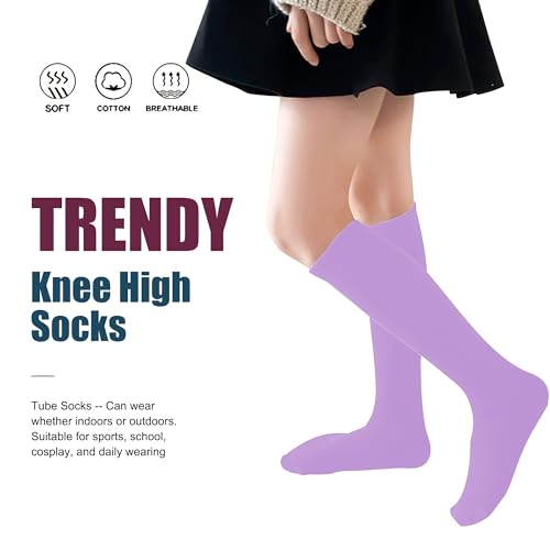 Toddler Cotton Knee High Tube Socks - Light Purple, 3-6 Years