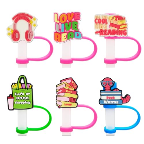 10mm Bookish Straw Covers - 6Pcs Dust-Proof Toppers for Stanley 40Oz Tumbler