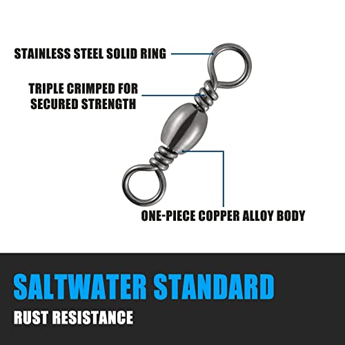 Fishing Swivels - Strong Copper & Stainless Steel, #12-30LB, Pack of 50