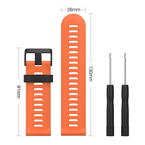 26mm Silicone Watch Band for Garmin Fenix 3/5X - Orange