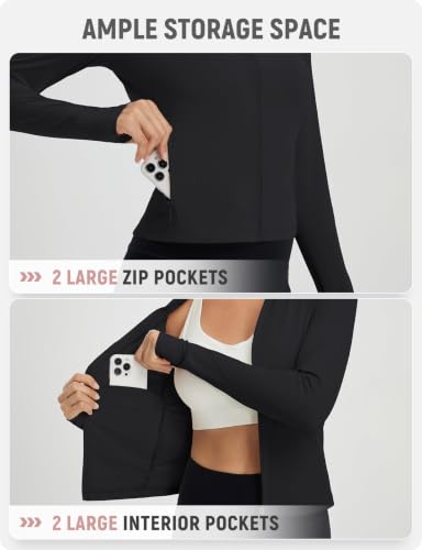 Women's UPF 50+ Sun Shirt - Lightweight Crop, Breathable, Quick Dry, Black, Medium