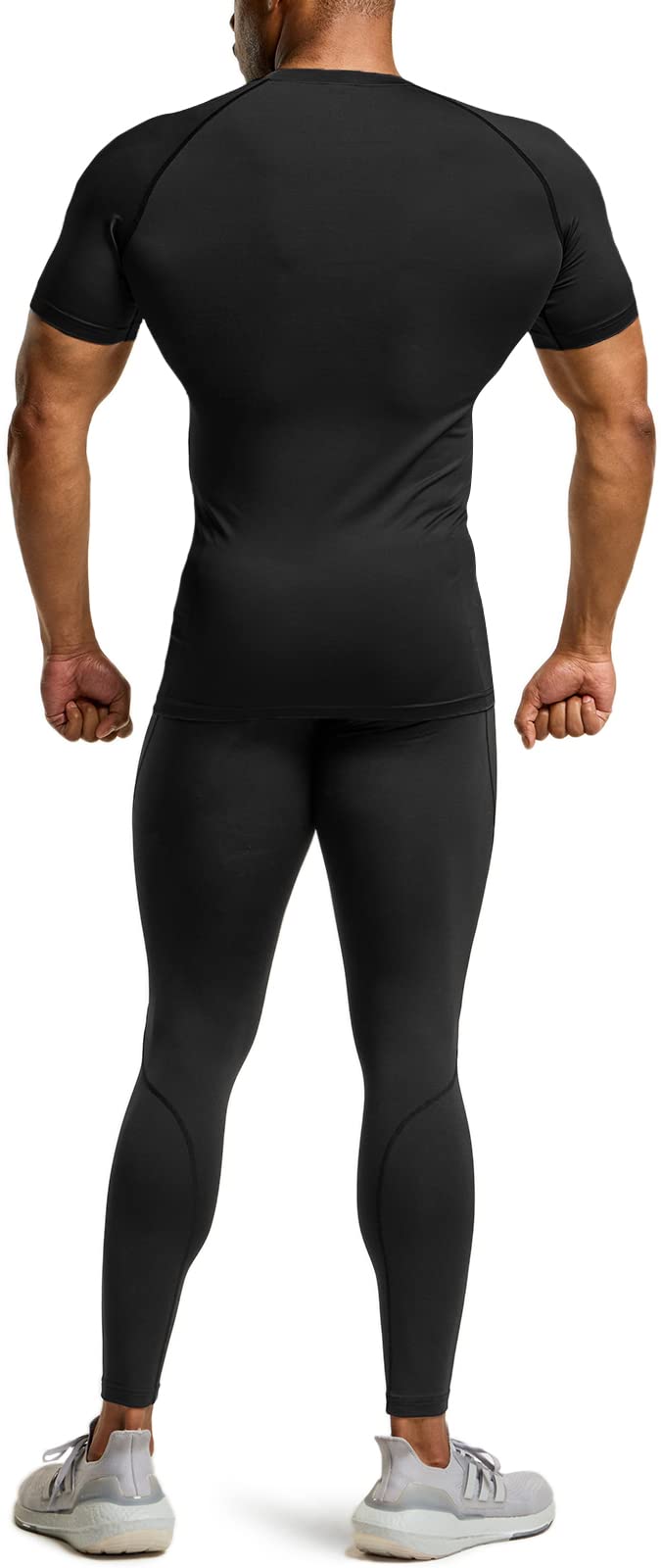 TSLA Men's UPF 50+ Quick Dry Short Sleeve Compression Shirts, Athletic Workout Shirt, Water Sports Rash Guard, 3packs Black, Medium
