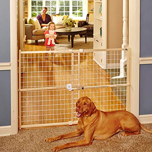 Toddleroo by North States - Quick-Fit Extra-Wide Wire Mesh Wooden Baby Gate: Pressure Mounted Baby Gate for Doorways - Adjustable 29.5 to 50 Inches Wide - 31 Inches Tall