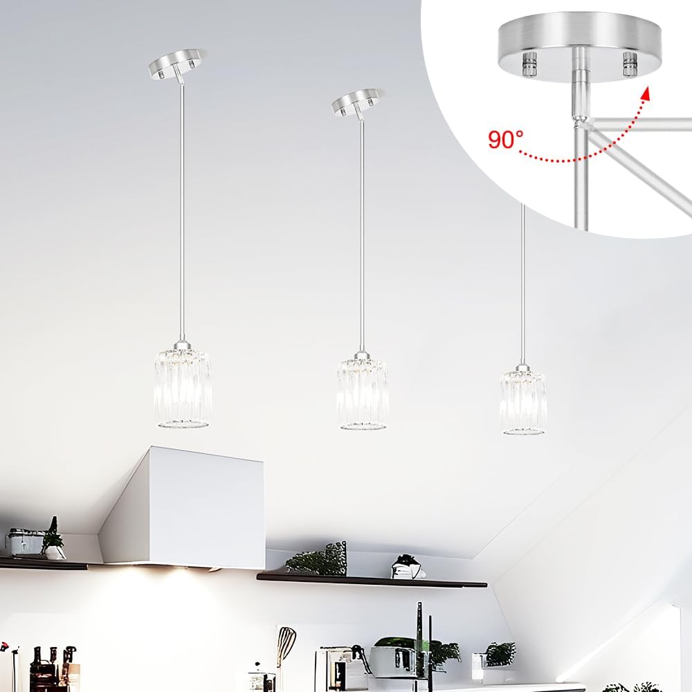 Modern Gold Crystal Ceiling Light Fixture - 11-Inch Semi Flush Mount Chandelier for Kitchen & Entryway