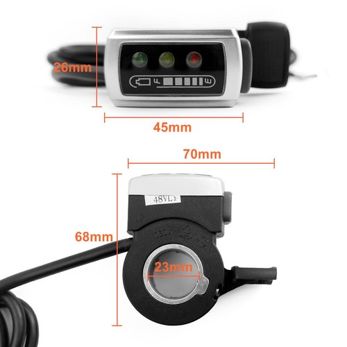 L-faster 24V/36V/48V Bike Thumb Throttle Wuxing Finger Speed Accelerator with Indicator for Mountain Bicycle E-Scooter (48V)