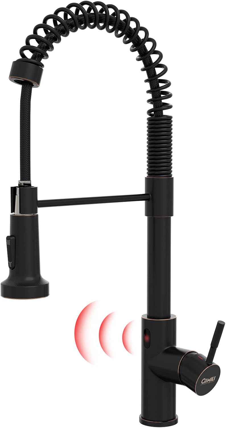 Matte Black Kitchen Faucet with Soap Dispenser - Commercial Single Handle Pull Down Sprayer