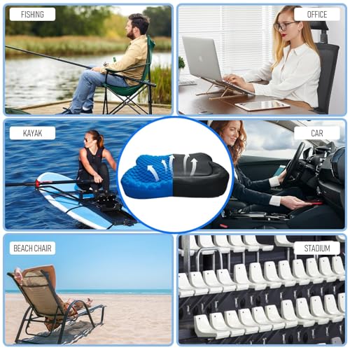 NEW-Vi Blue Extra Large Anti-Slip Kayak Seat Cushion Gel Waterproof Pain Relief