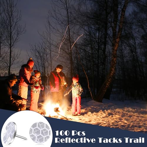 Fullhawl 100 Pcs Silver Reflective Trail Tacks for Hiking Camping & Hunting