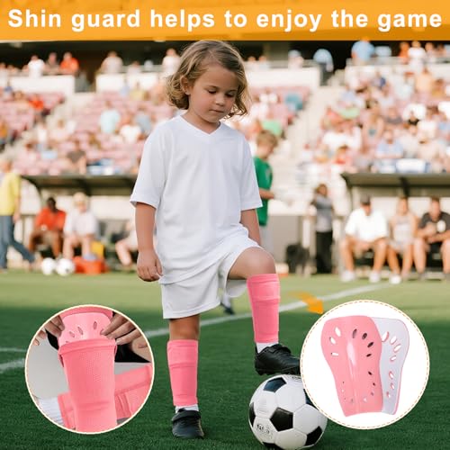 Lightweight Soccer Shin Guards for Kids - 2 Pairs Dust Pink & Purple
