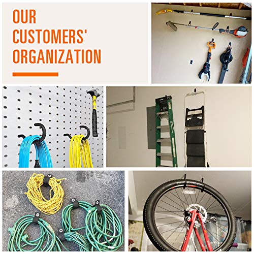 SMARTOLOGY Garage Hooks with Bike Hook & Extension Cord Organizer, 15 Pack Set Steel Multi-Tool Hanger, Heavy Duty Utility Storage Holder for Home & Warehouse Lawn Garden Tool Organizer