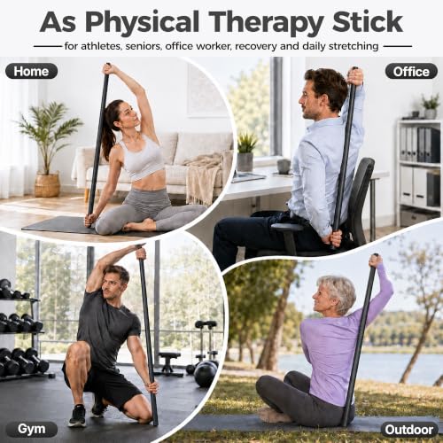 Wolfbird 5ft Black Yoga & Stretching Stick for Flexibility, Portable & Adjustable