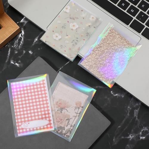 100 Pcs Holographic Card Sleeves - 65x90mm Protective Covers