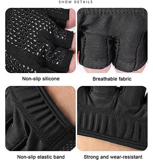 Fitness Exercise Gloves, Silicone Non-slip Four Finger Weightlifting Protection Gloves, Men Women Callus Guard Workout Grip Gloves, Protect for Power Cross Training Lifting Hanging Cycling Yoga (S)