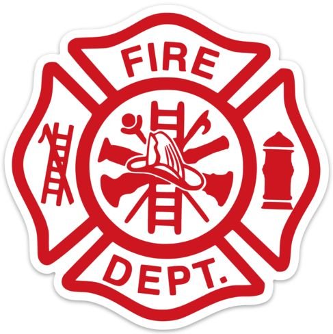 Fire Department Die Cut Vinyl Sticker 5x5in Maltese Cross – Red/White