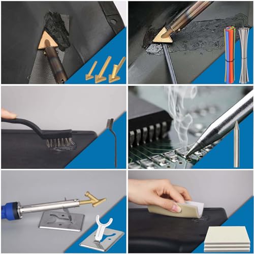 130W Plastic Welder Kit Deluxe,3-in-1 Plastic Welder Soldering Iron Kit,Professional Surface Repair Tool for Car Bumper with 5 Welding Tips,for Car Bumper Dashboard Kayak Repairs (Blue)