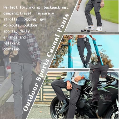Men's Lightweight Hiking Cargo Pants - Medium Black - XYXYING