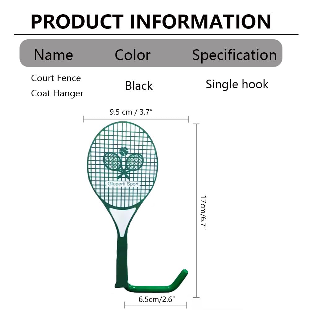 HGRYNDRO Tennis Fence Hooks,Sports Court Fence Hook Hanging Glasses Key Racket Hat, Metal Stronger Fence Hooks(Green) 2 Pcs
