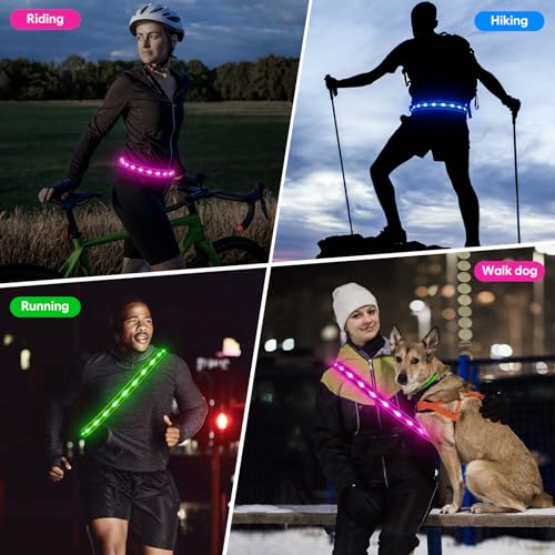 Illumifun Royal Blue LED Running Belt - USB Rechargeable High-Visibility Waist Light for Night Running & Cycling