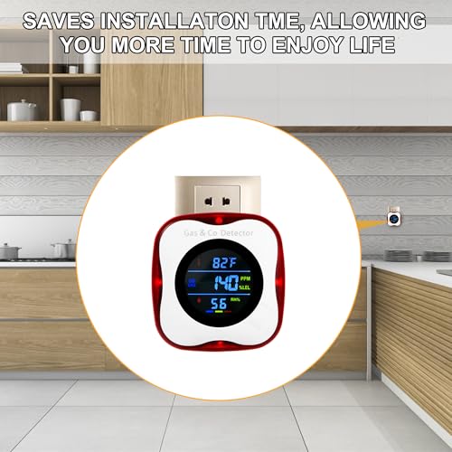 Plug in Gas & Carbon Monoxide Detector,4-in-1 Natural Gas Leak Detector,Carbon Monoxide Alarm,¡ÆF&Humidity,Combination CO & Propane Detector for Home,RV