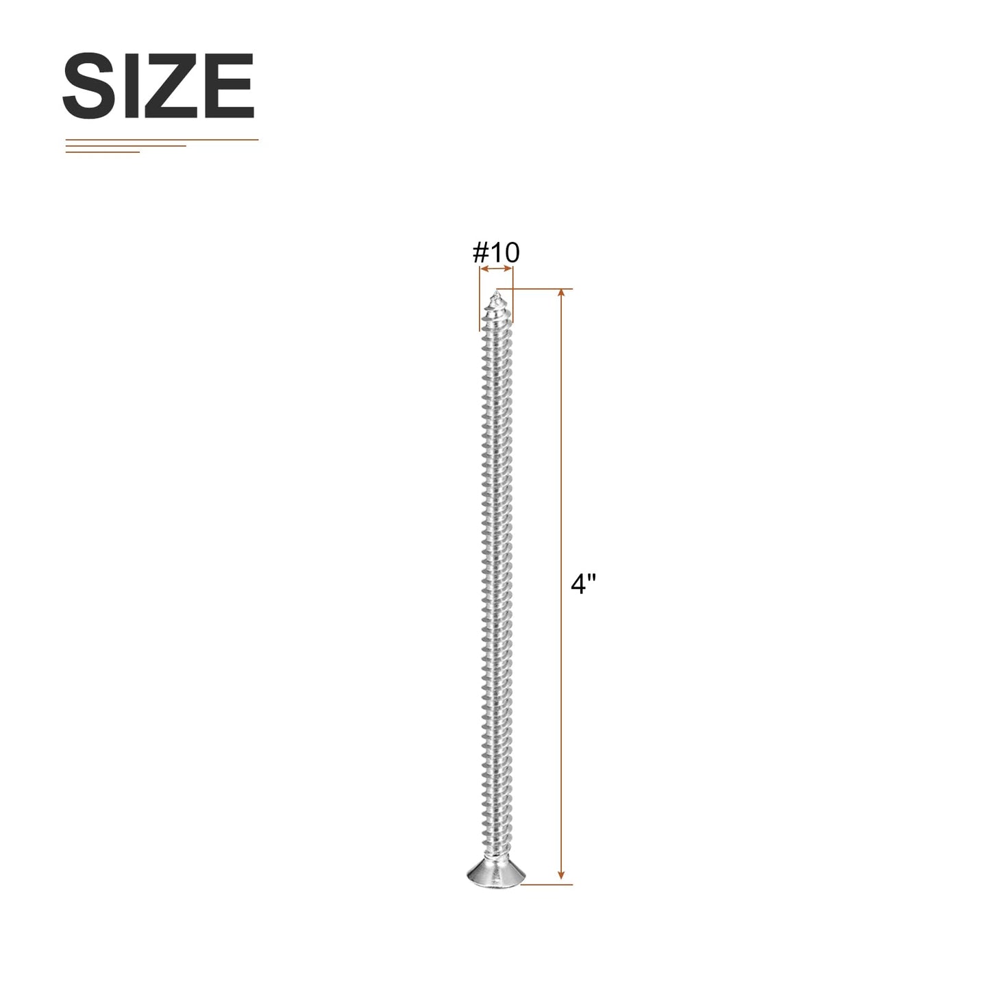 DTGN 25Pcs #10x4 Flat Head Wood Screws, 304 Stainless Steel Phillips Self Tapping Screws - Good for Woodworking, Furniture - Silver