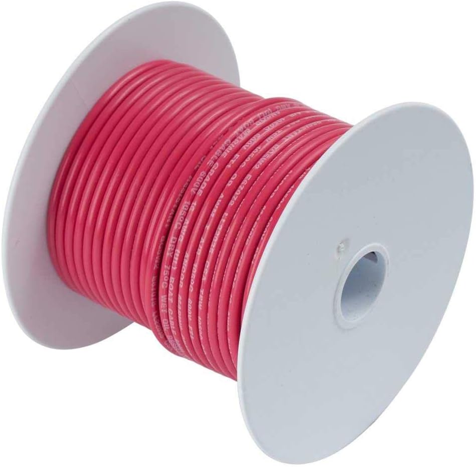 Ancor 108802 Marine Grade Tinned Copper Boat Wiring - 10-Gauge, Red, 25 Feet Length