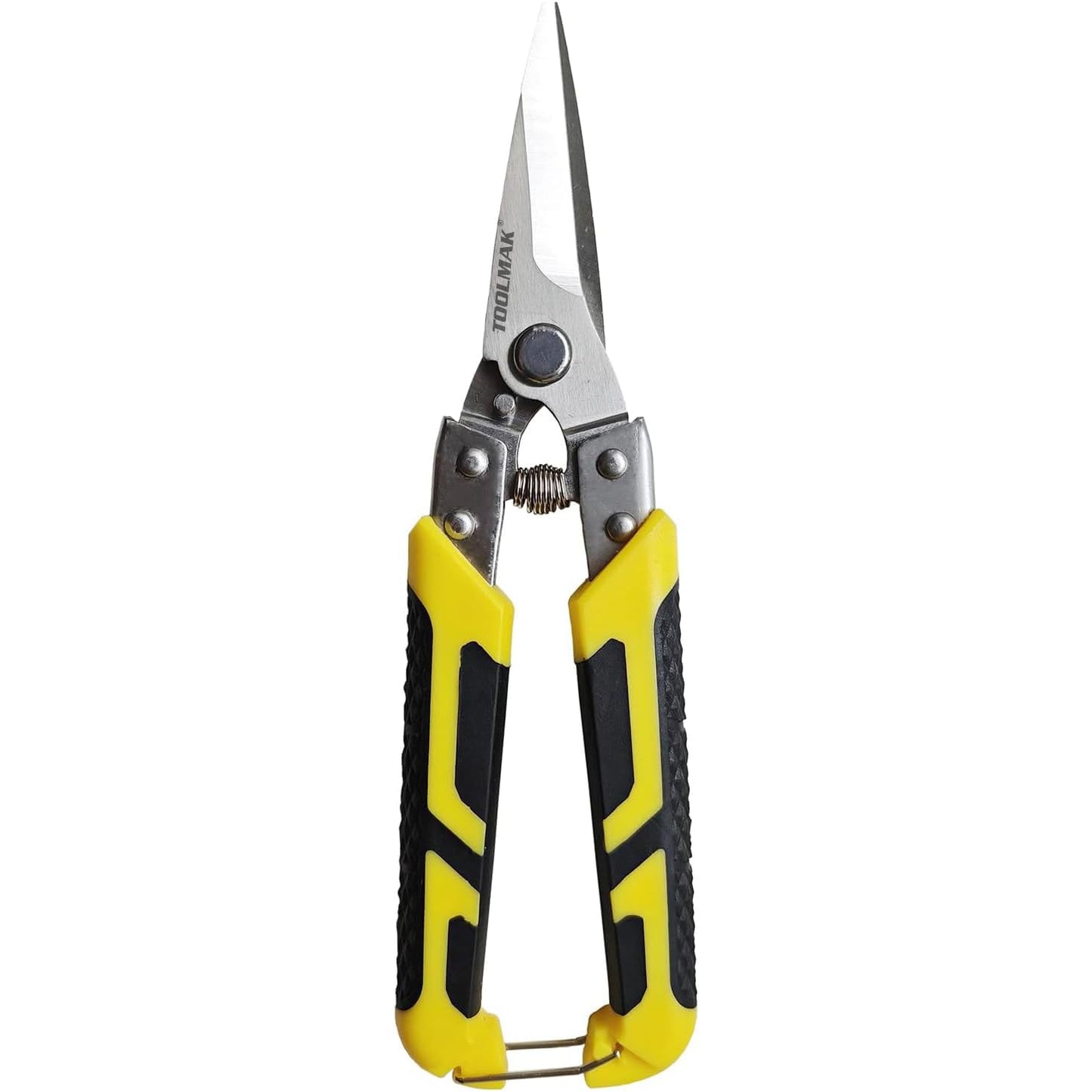 TOOLMAK Heavy Duty Industry Scissors 8.7 Inch Aviation Tin Snips Straight Metal Cutter with Comfort Grip and Stainless Steel Blades Multifunction Cutting