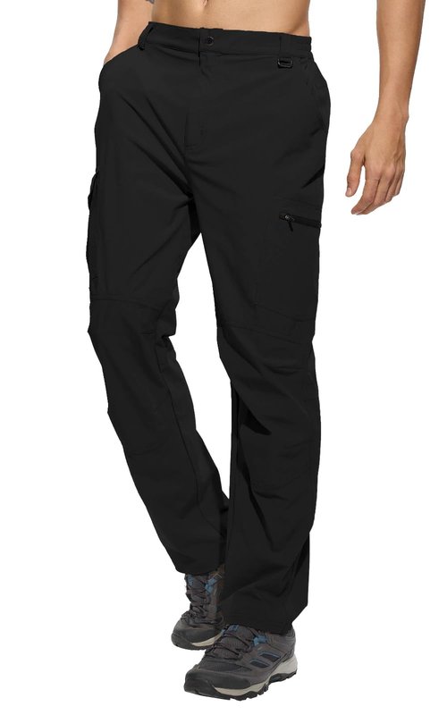keihTrail Work Pants for Men Waterproof Lightweight Quick Dry Travel Fishing Camping Men Hiking Cargo Pants Outdoor 6 Pockets Black