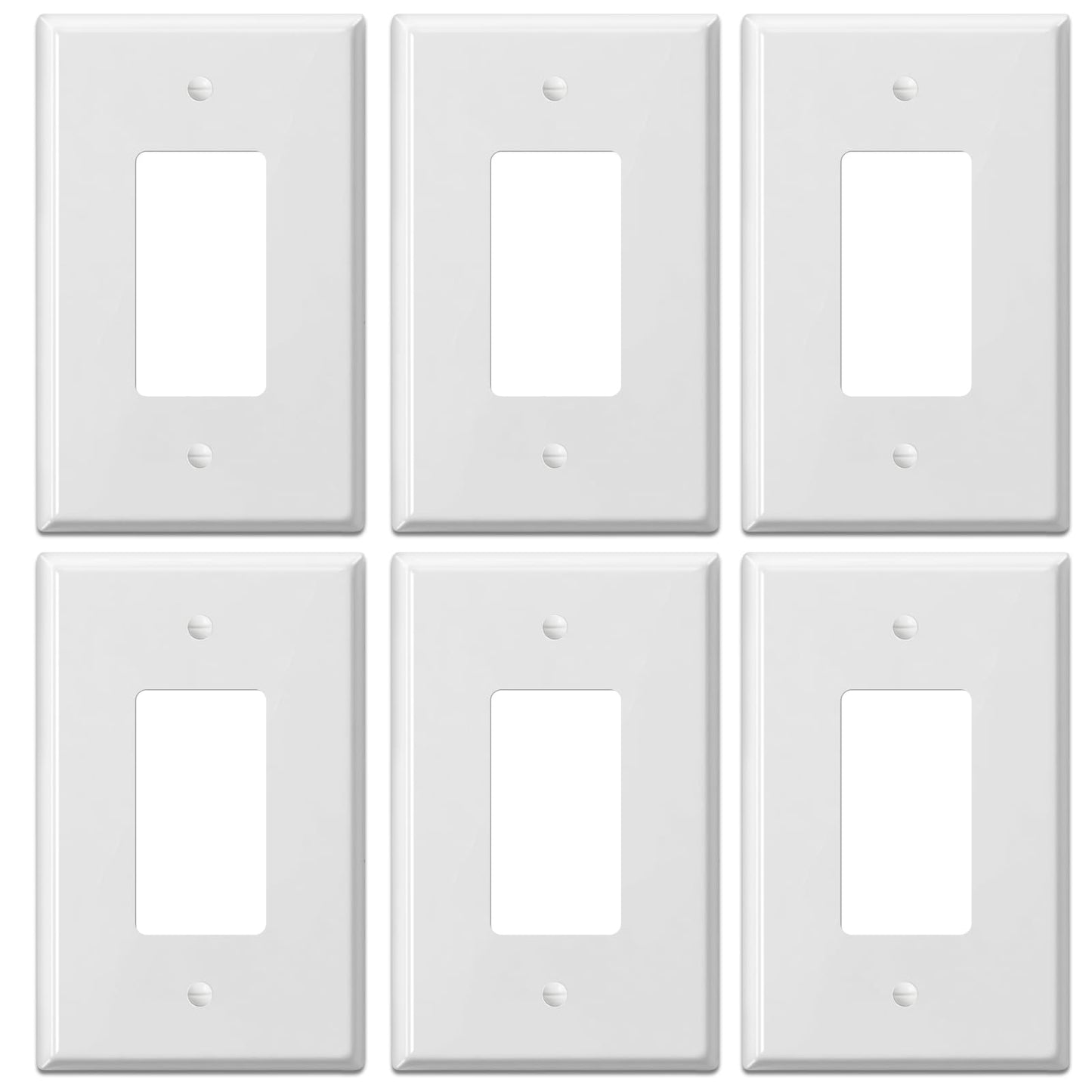BKDEORS Jumbo Decorator Wall Plate Covers 1-Gang Oversize Outlet Cover Plate 5.5" x 3.5" Impact Resistant for Electric Outlets Light Receptacle Outlets GFCI Switches, White (6 Pack)